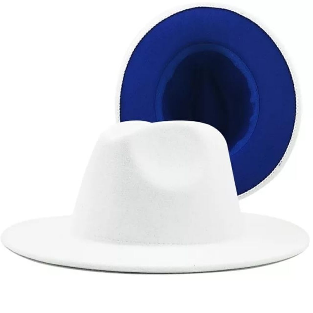 White with Royal Blue base Unisex Fedora Hat